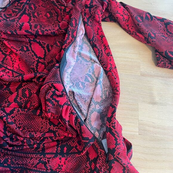 Michael Michael Kors Plus Size 3X Snakeskin-Print Crossover Border Top - Crimson - Picture 8 of 11